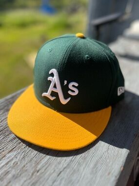 New Oakland A's Hat Cap Fitted 7 3/8 wool Era 59Fifty MLB Official On Field